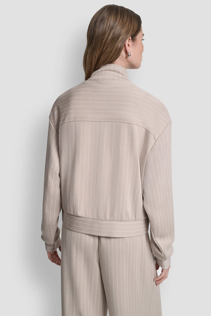 Pebble Pinstripe DKNY PINSTRIPED TRACK JACKET