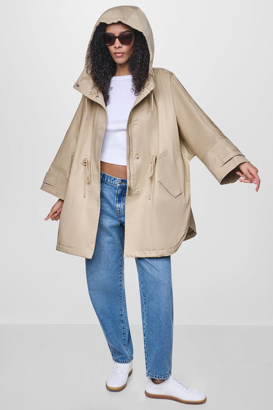 Travertine DKNY OVERSIZED HOODED ANORAK