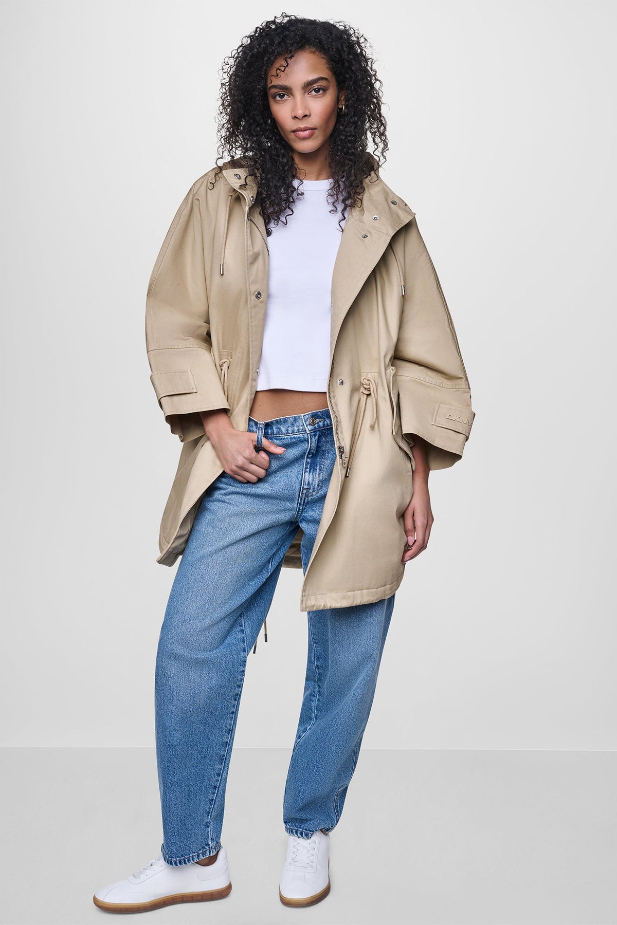 Travertine DKNY OVERSIZED HOODED ANORAK