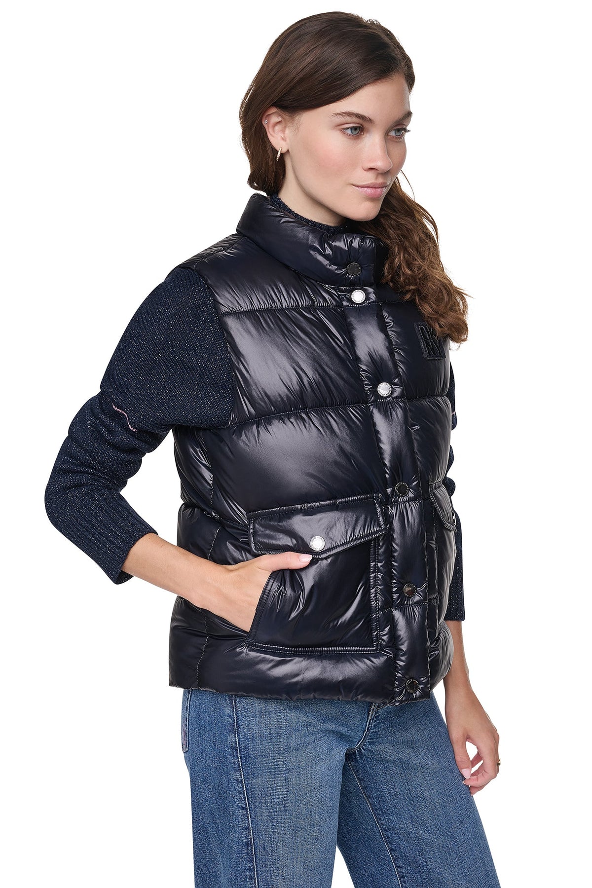 Metallic Espresso DKNY PUFFER VEST