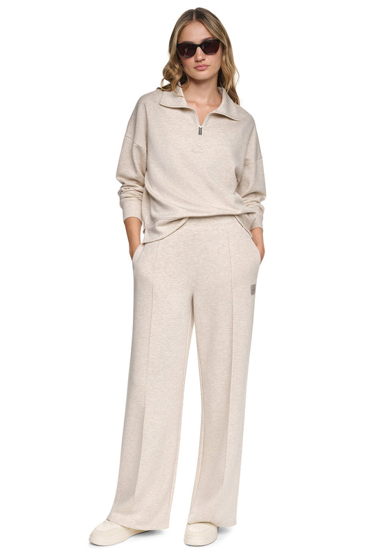 Cortado Heather DKNY HIGH-RISE PINTUCKED WIDE-LEG PANT