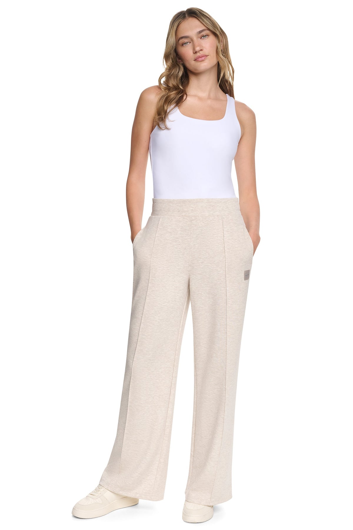Cortado Heather DKNY HIGH-RISE PINTUCKED WIDE-LEG PANT