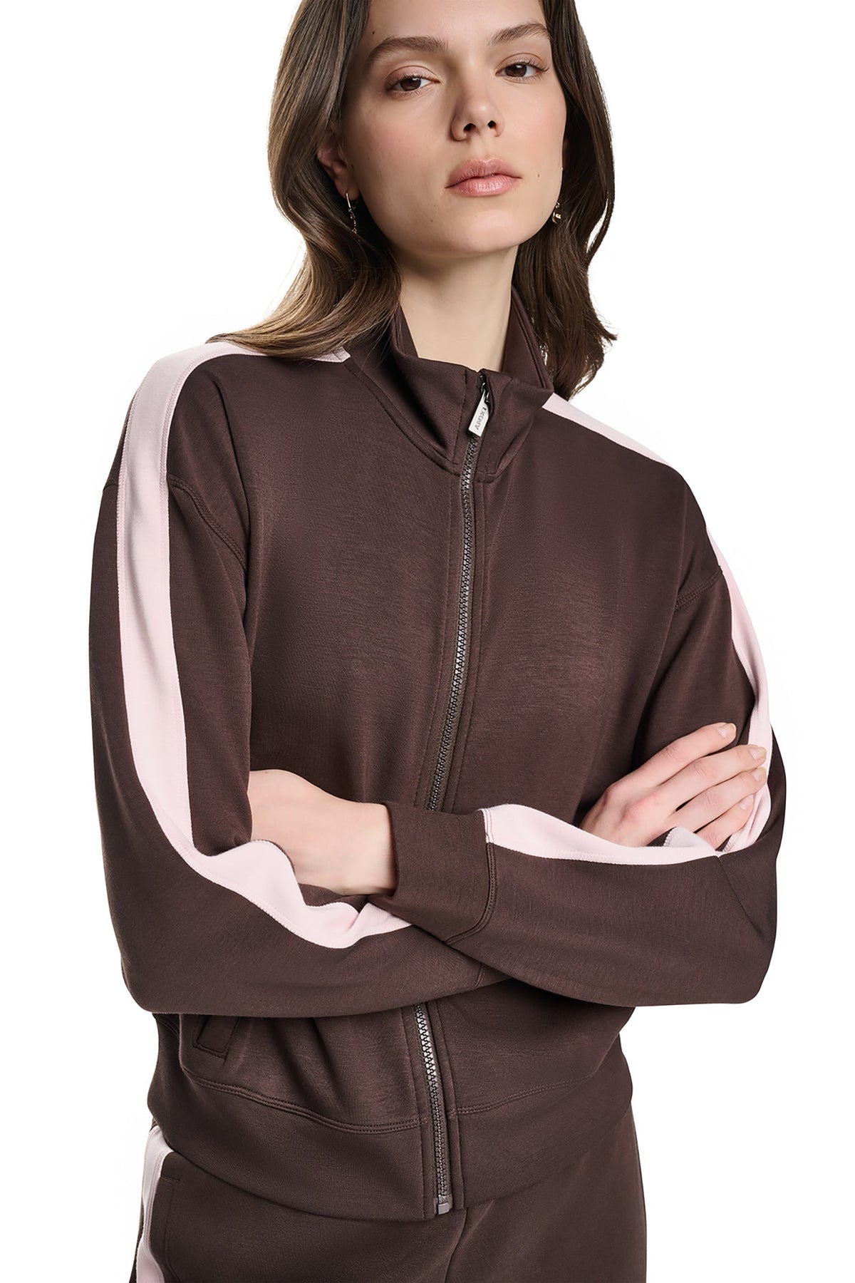 Black/Eggnog DKNY SIDE STRIPE FULL ZIP JACKET