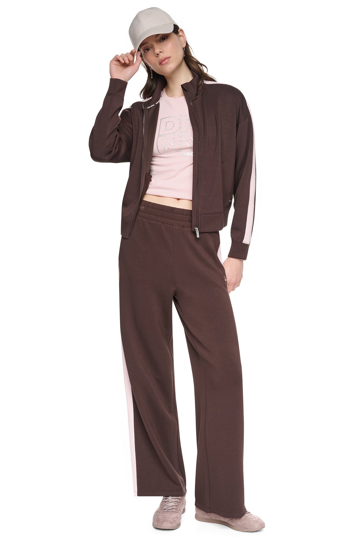 Black/Eggnog DKNY SIDE STRIPE FULL ZIP JACKET