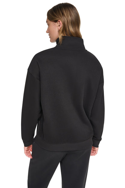 Caramel Heather DKNY METALLIC BUBBLE 1/4 ZIP PULLOVER