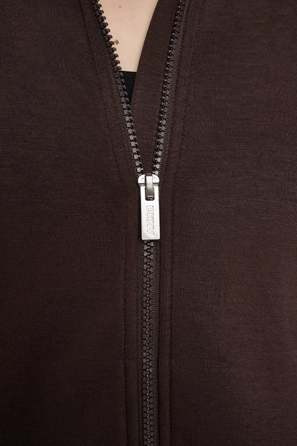 Espresso/Blush Pink DKNY SIDE STRIPE FULL ZIP JACKET