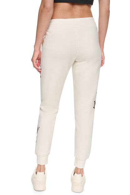 Eggnog DKNY MID-RISE GRAFFITI RHINESTONE LOGO JOGGER