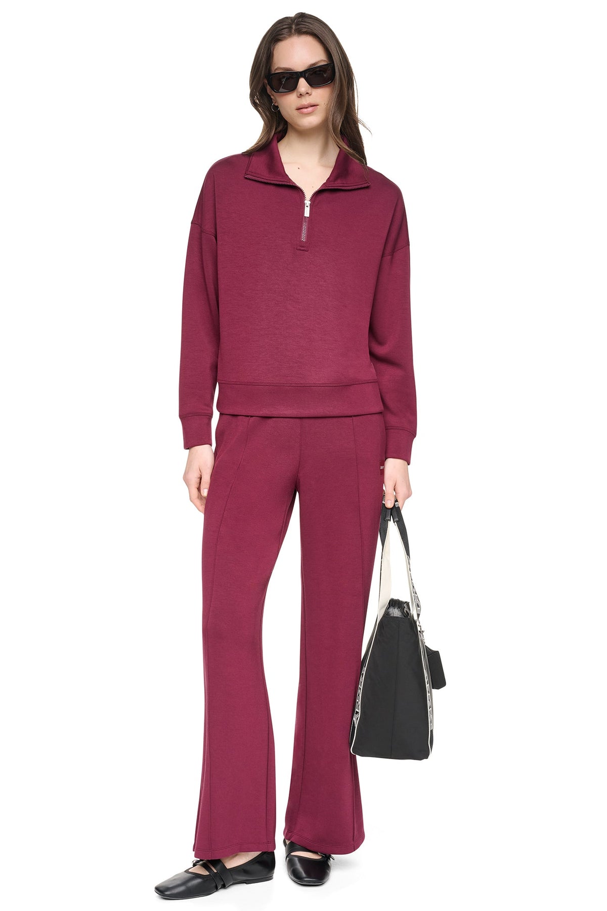 Claret DKNY MOCK NECK HALF ZIP PULLOVER