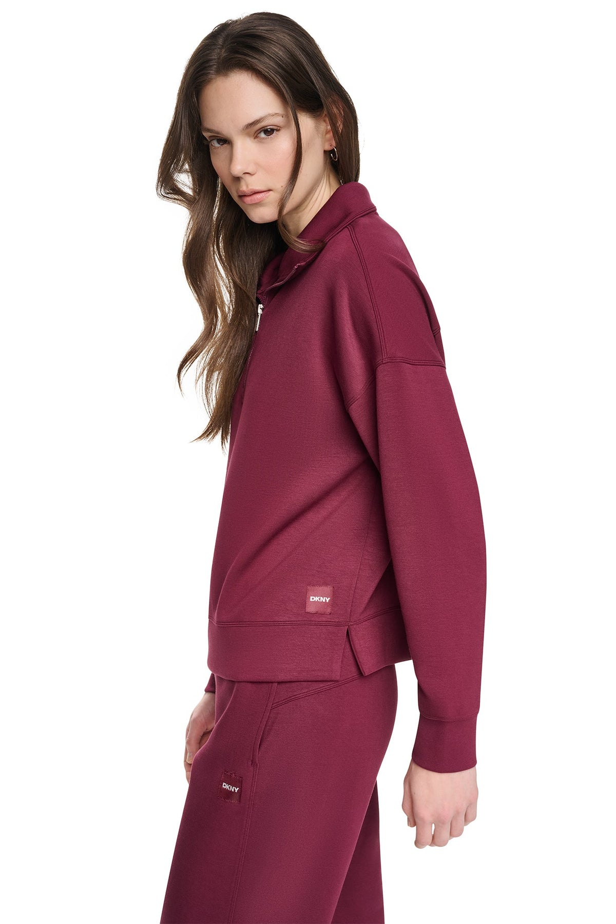 Claret DKNY MOCK NECK HALF ZIP PULLOVER