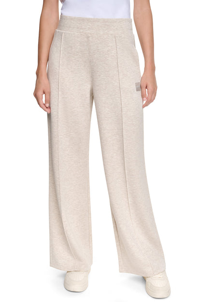 Claret DKNY HIGH-RISE PINTUCKED WIDE-LEG PANT