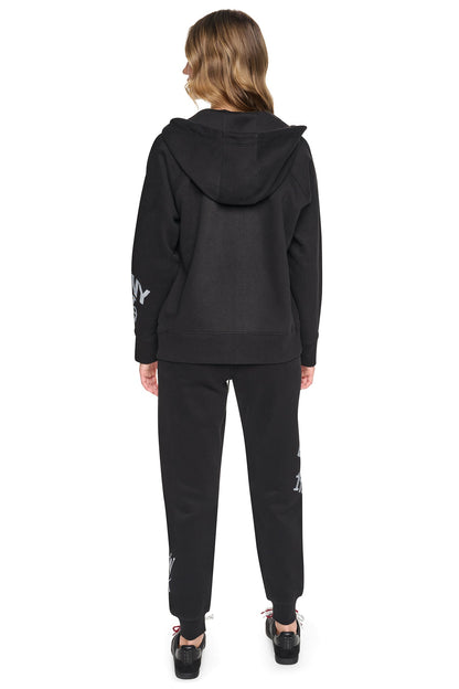 Pearl Grey Heather DKNY GRAFFITI RHINESTONE FULL-ZIP HOODIE