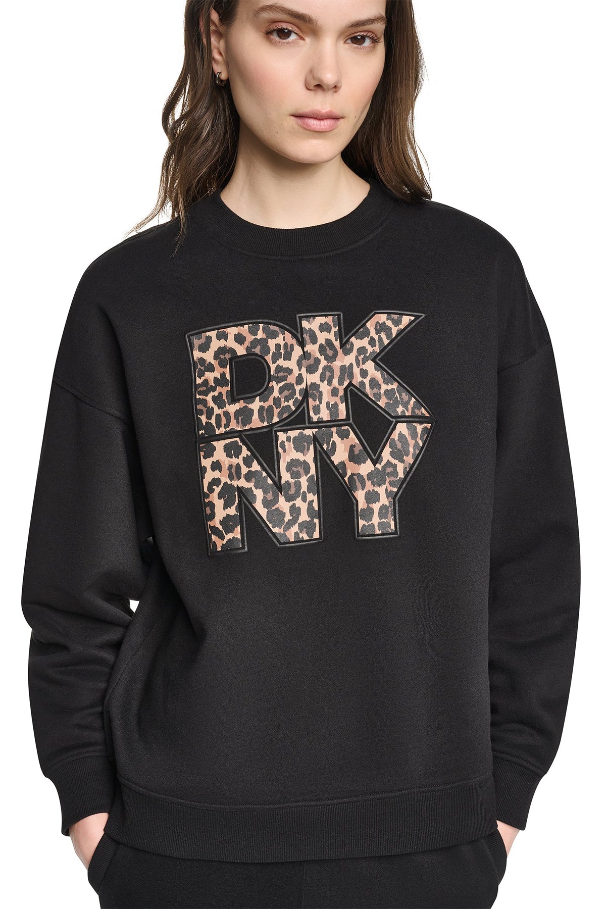 Eggnog DKNY ANIMAL PRINT LOGO SWEATSHIRT