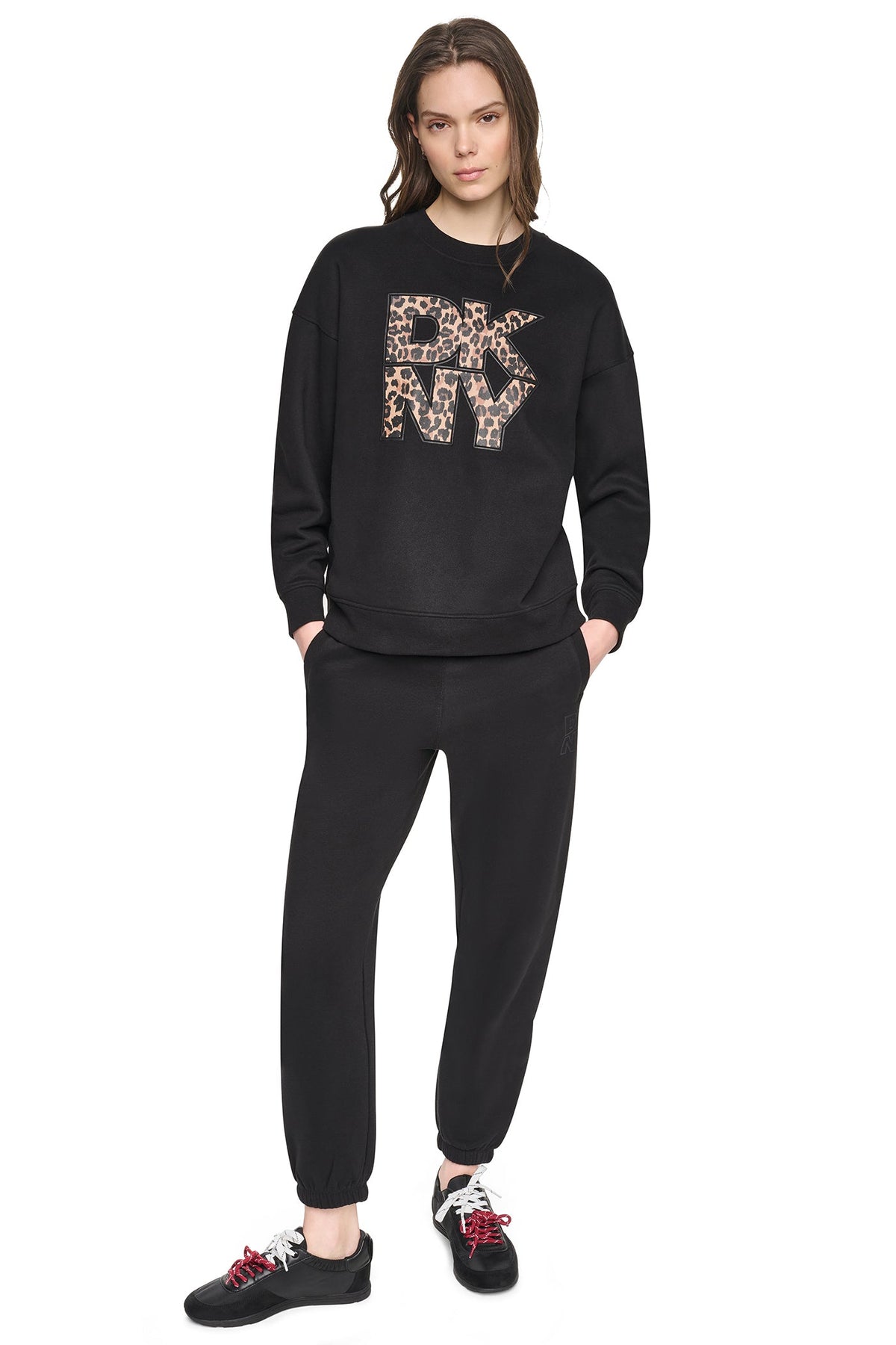 Eggnog DKNY ANIMAL PRINT LOGO SWEATSHIRT