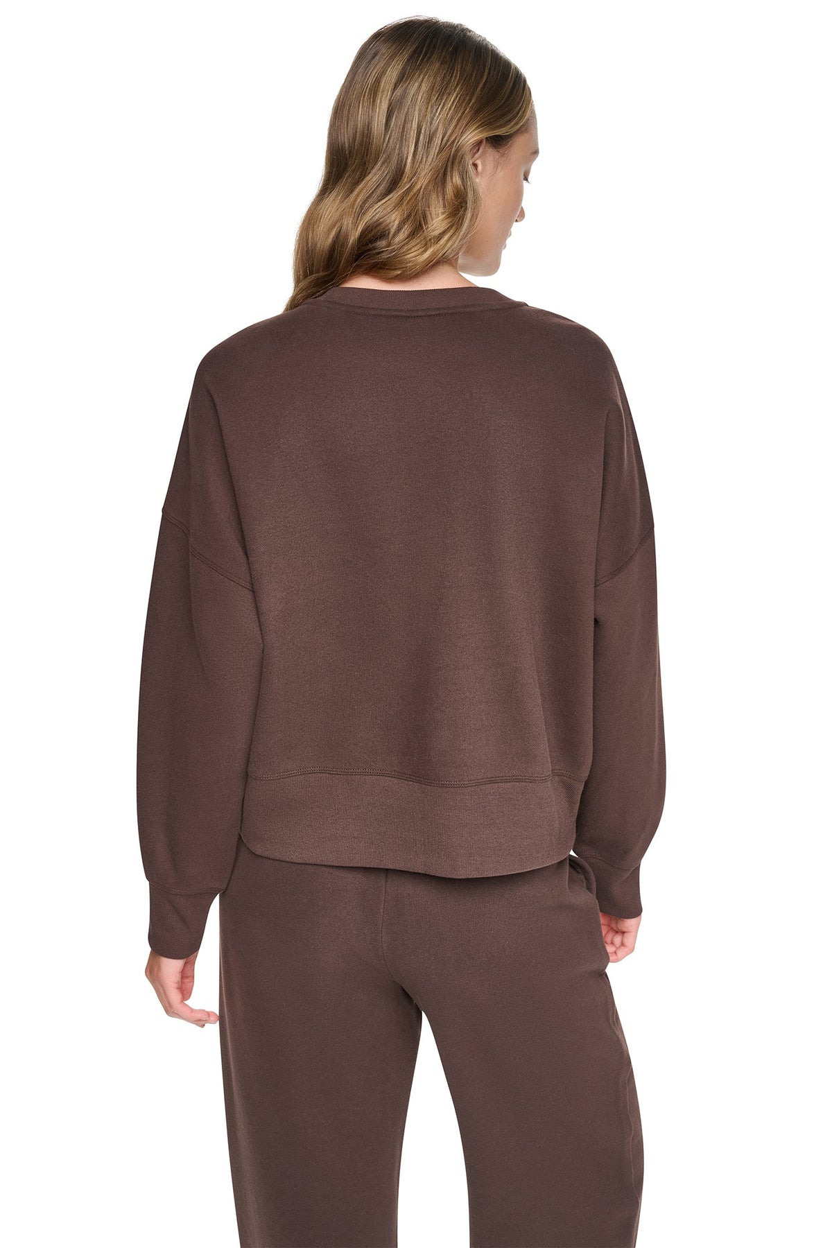 Blush Pink/Espresso DKNY FLOCKED VARSITY LOGO SWEATSHIRT