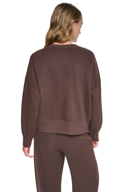 Blush Pink/Espresso DKNY FLOCKED VARSITY LOGO SWEATSHIRT