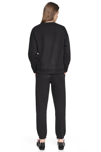Black DKNY ANIMAL PRINT LOGO SWEATSHIRT