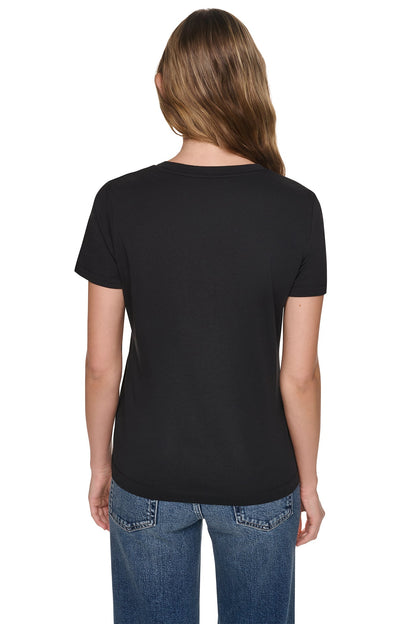 Espresso/Espresso DKNY SEQUIN STACKED LOGO TEE