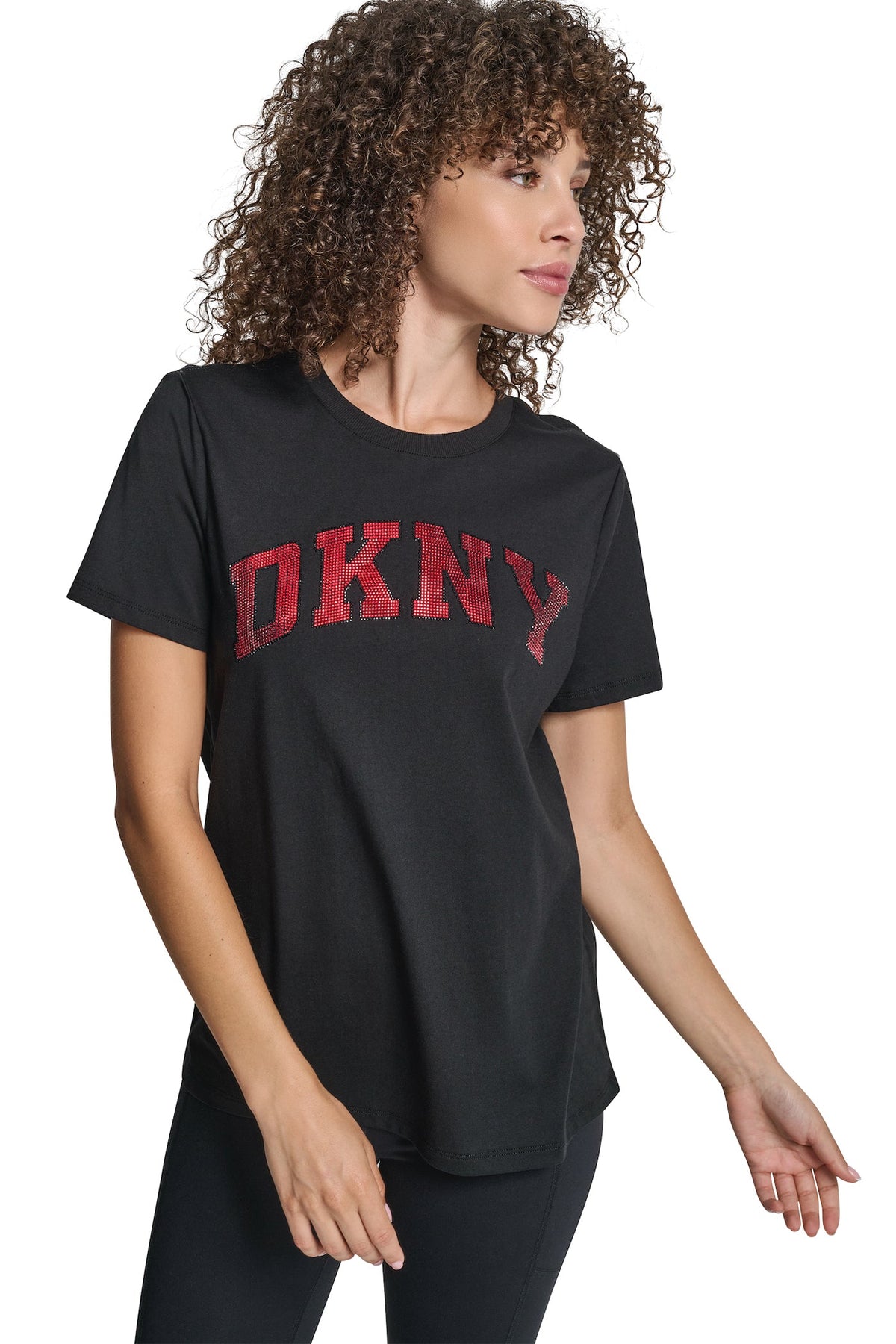 Black DKNY VARSITY LOGO GRAPHIC TEE