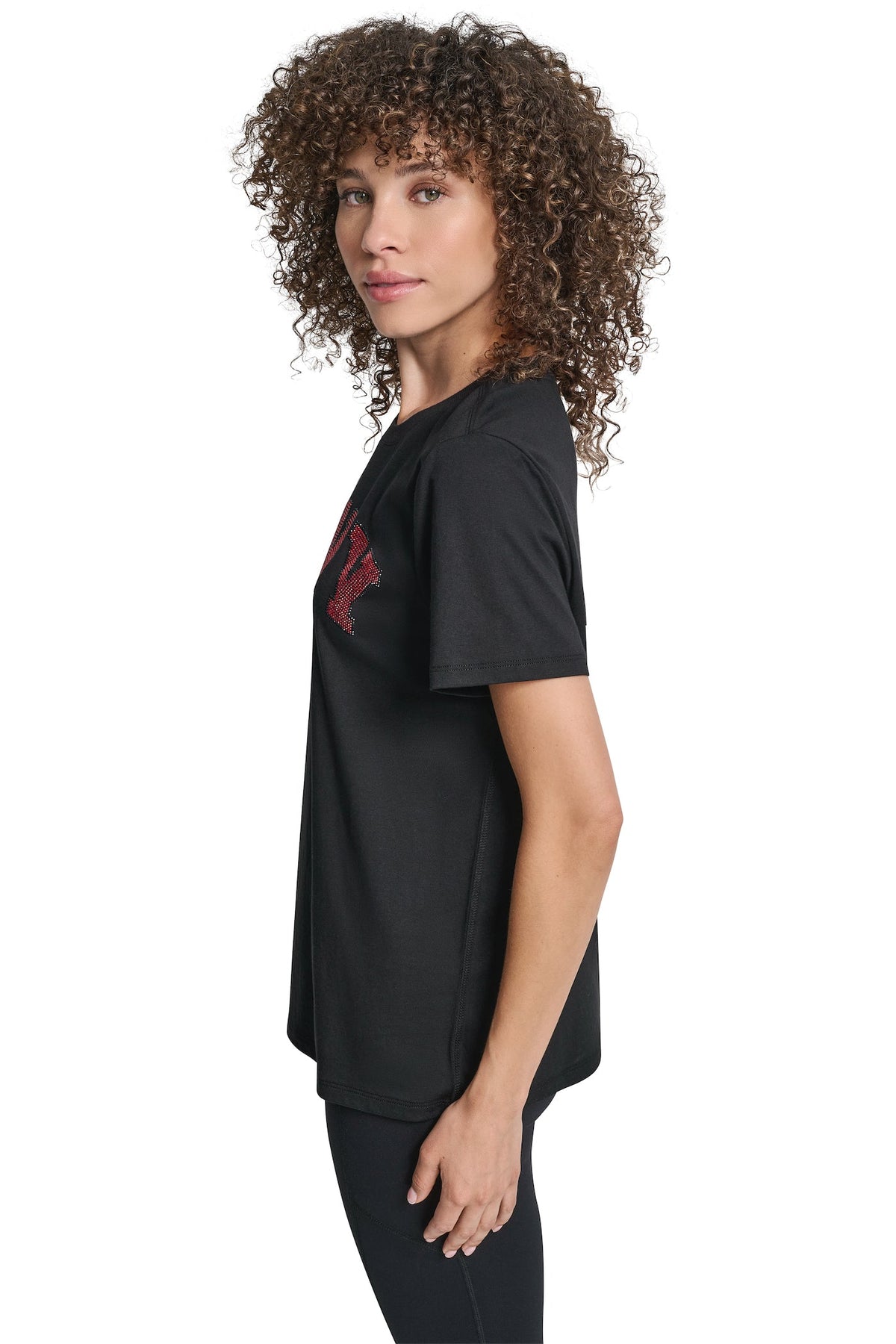 Black DKNY VARSITY LOGO GRAPHIC TEE