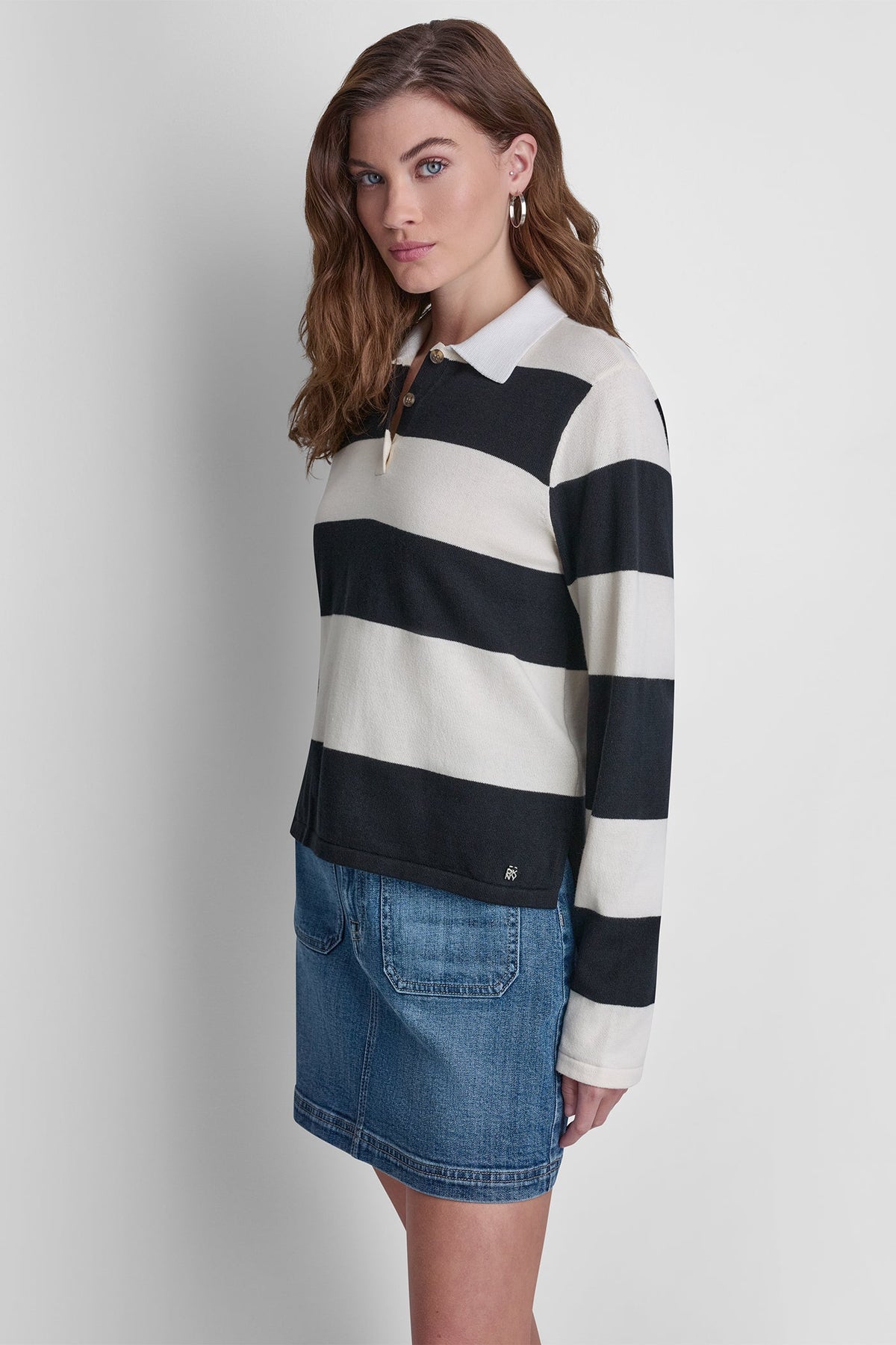Beet/Pink Mist DKNY LONG SLEEVE STRIPE POLO