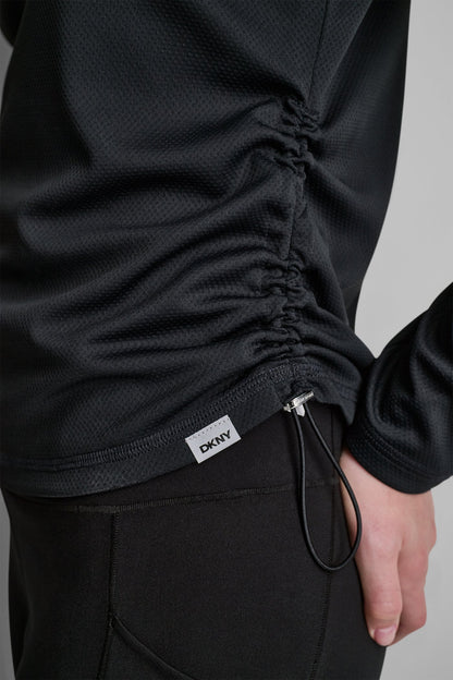 Black DKNY LONG SLEEVE V-NECK TECH TEE