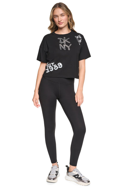 Eggnog DKNY GRAFFITI RHINESTONE LOGO TEE