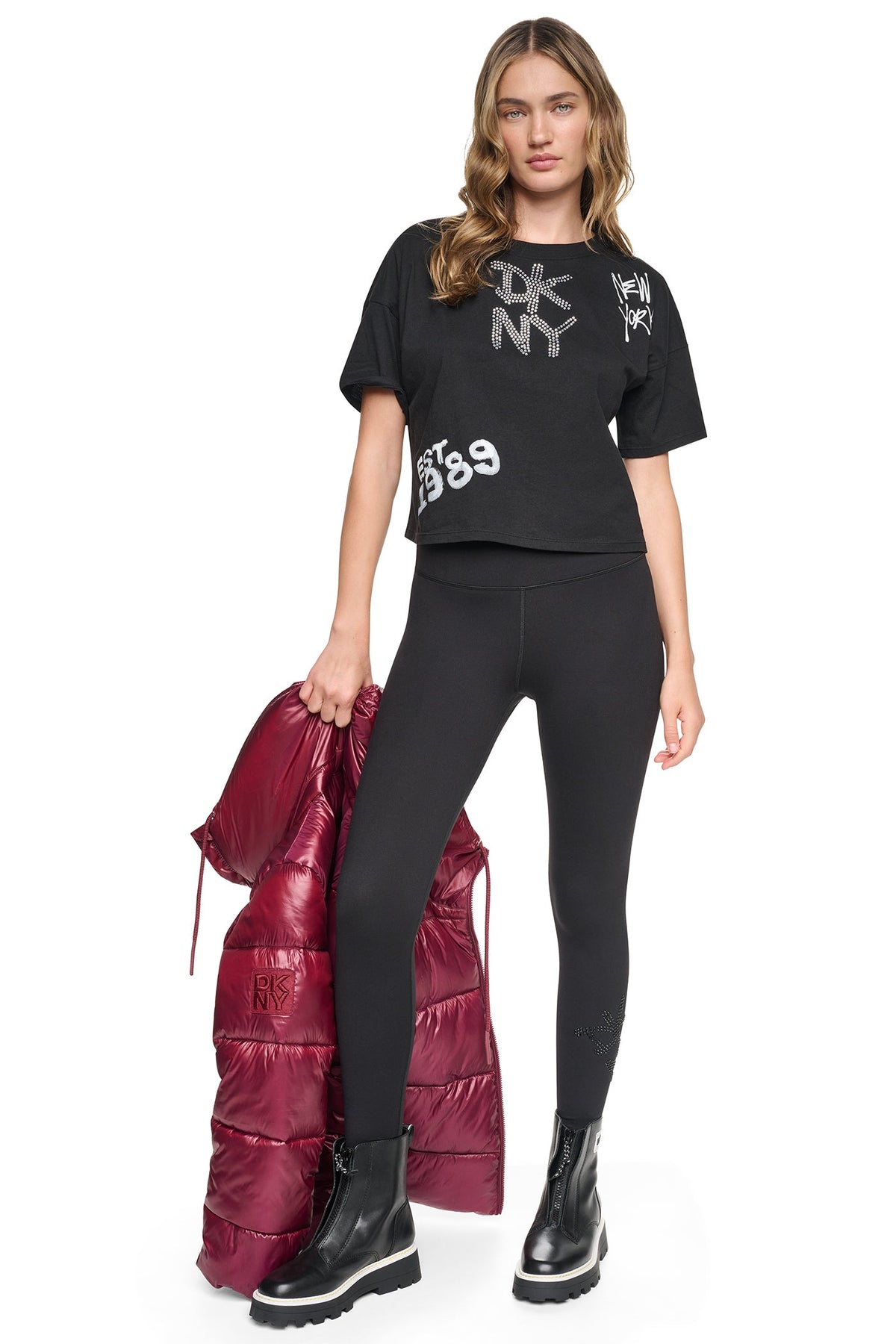 Eggnog DKNY GRAFFITI RHINESTONE LOGO TEE