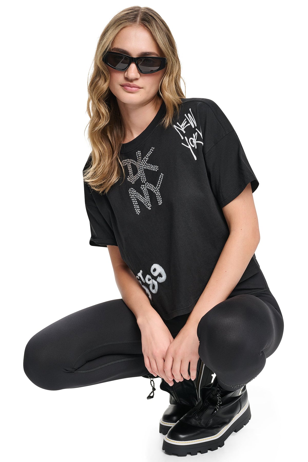 Eggnog DKNY GRAFFITI RHINESTONE LOGO TEE