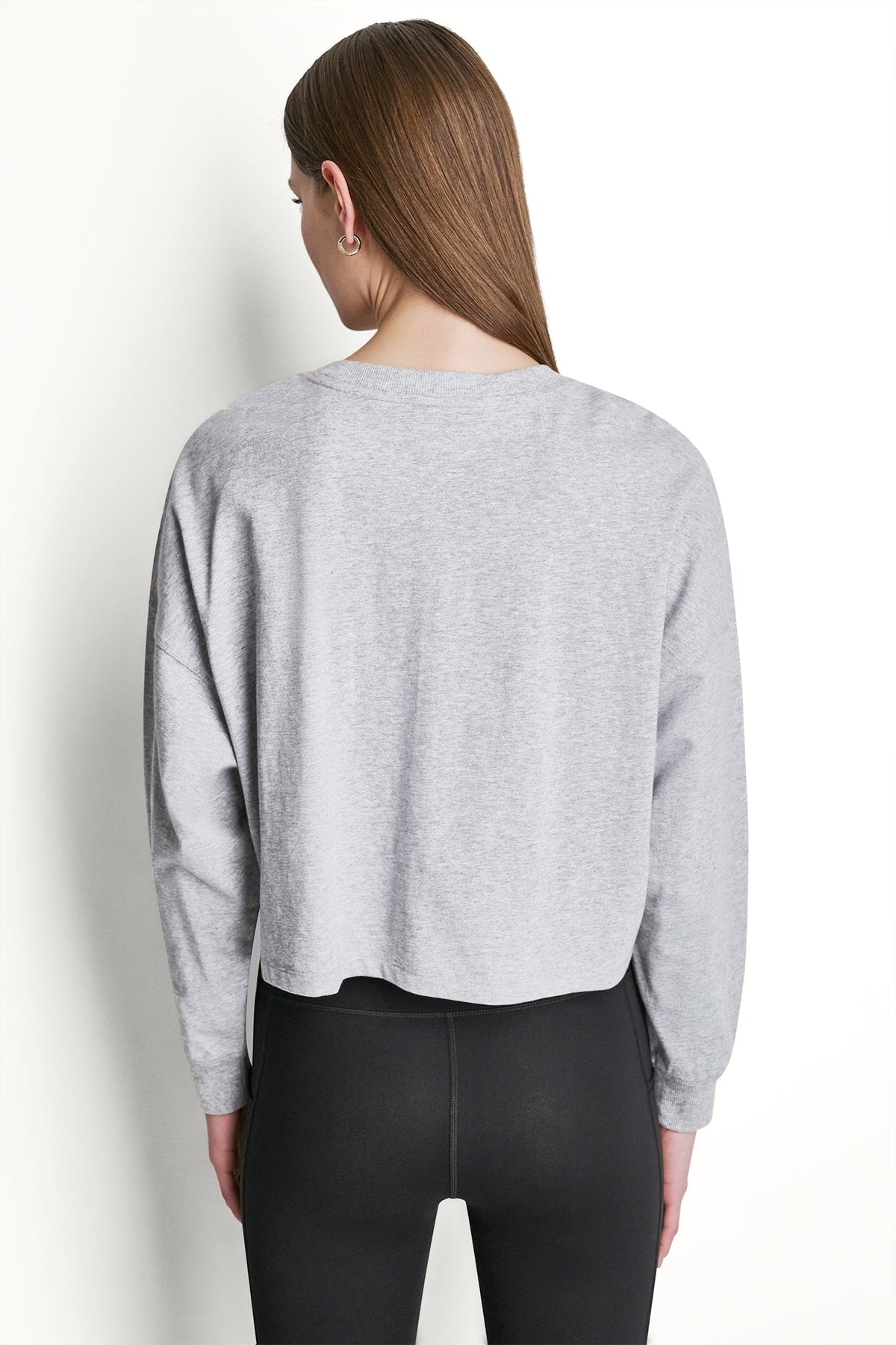 Punch/Black DKNY PUFF VARSITY LOGO LONG SLEEVE TEE