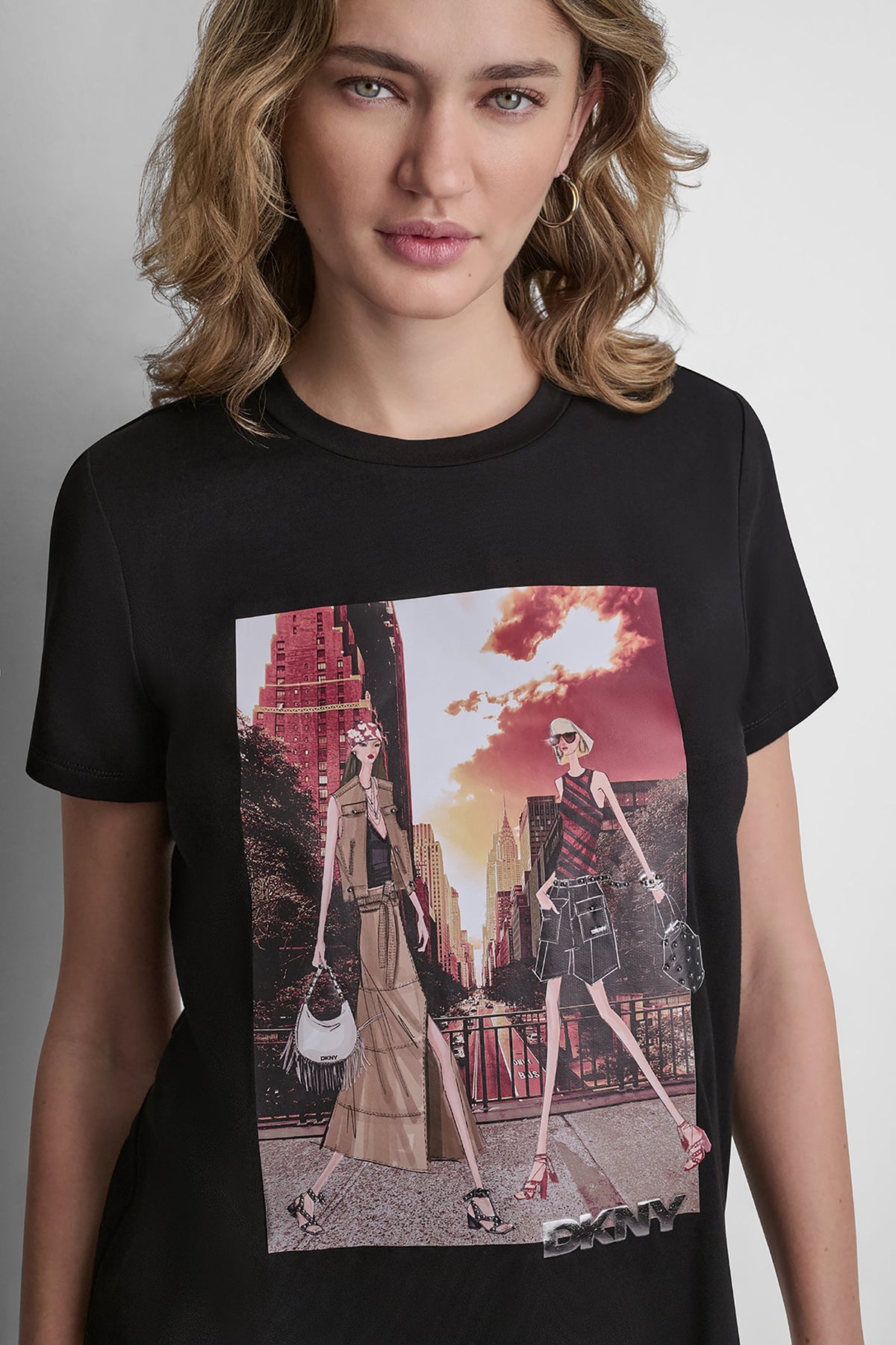 Black DKNY MANHATTANHENGE CONVERSATIONAL TEE