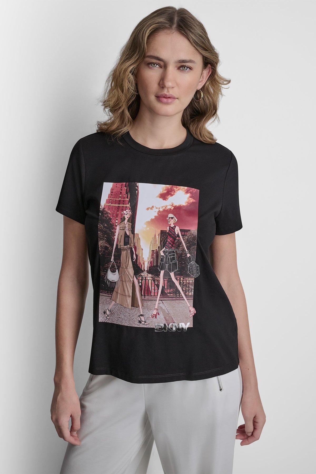 Black DKNY MANHATTANHENGE CONVERSATIONAL TEE