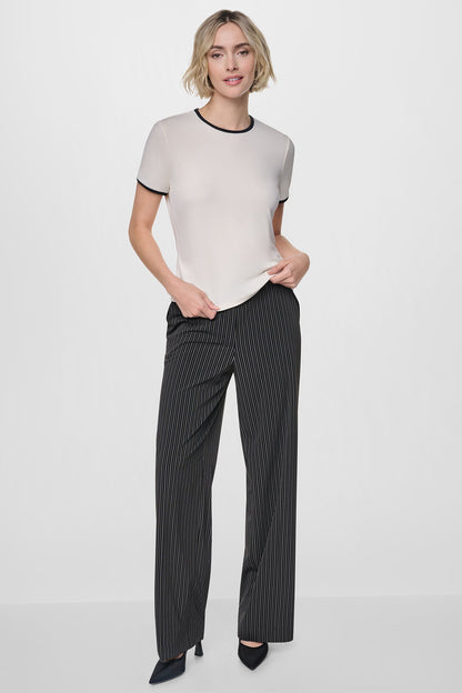 Coconut/Black DKNY CONTRAST TRIM TEE