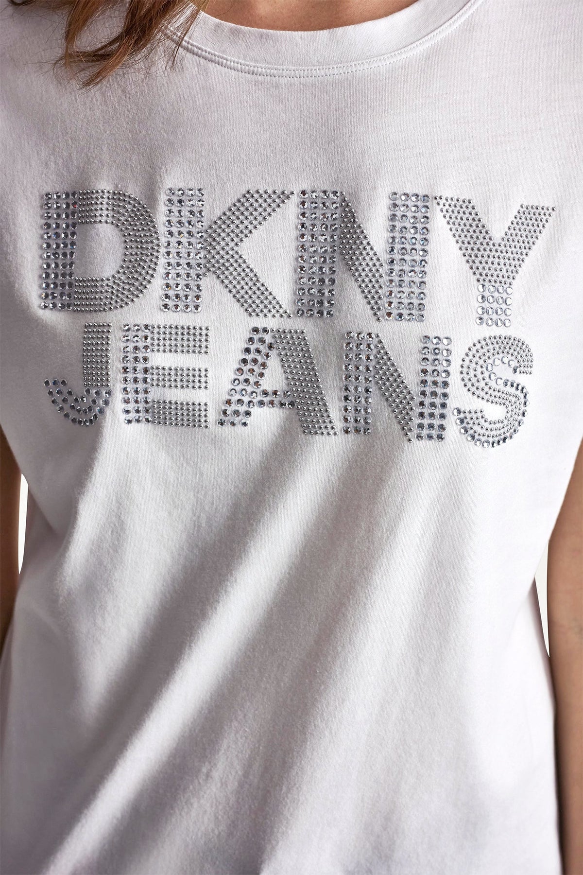 Black DKNY DKNY JEANS STACKED RHINESTONE DOME TEE