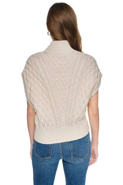 Cortado Heather DKNY BUTTON SHOULDER CABLE SWEATER VEST