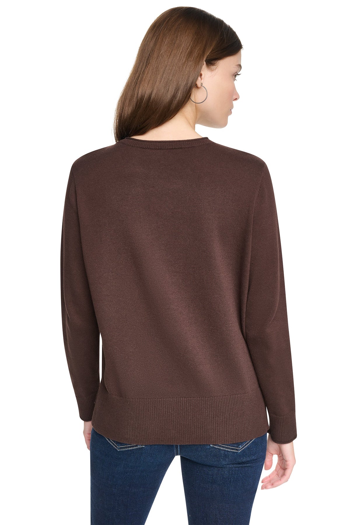 Espresso DKNY CAMO RHINESTONE LOGO SWEATER