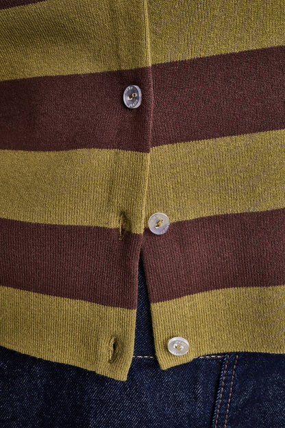 Chestnut/Crocodile DKNY CROPPED STRIPED CARDIGAN