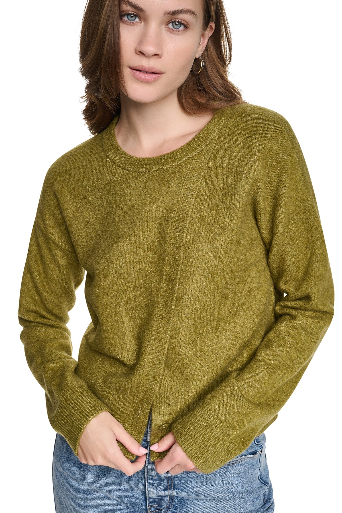 Black DKNY ASYMMETRIC BUTTON HEM CARDIGAN