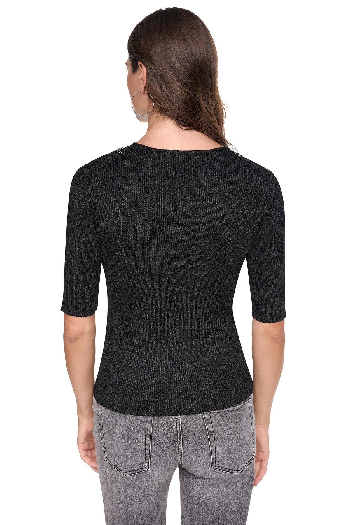 Asphalt Heather DKNY EMBELLISHED METALLIC SWEATER