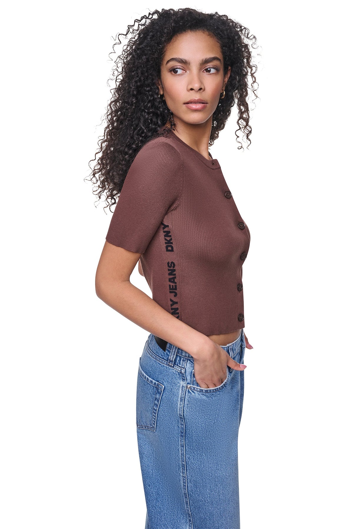 Cabernet DKNY LOGO BUTTON CARDIGAN