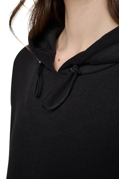 Black DKNY STRIPED MINI HOODIE DRESS