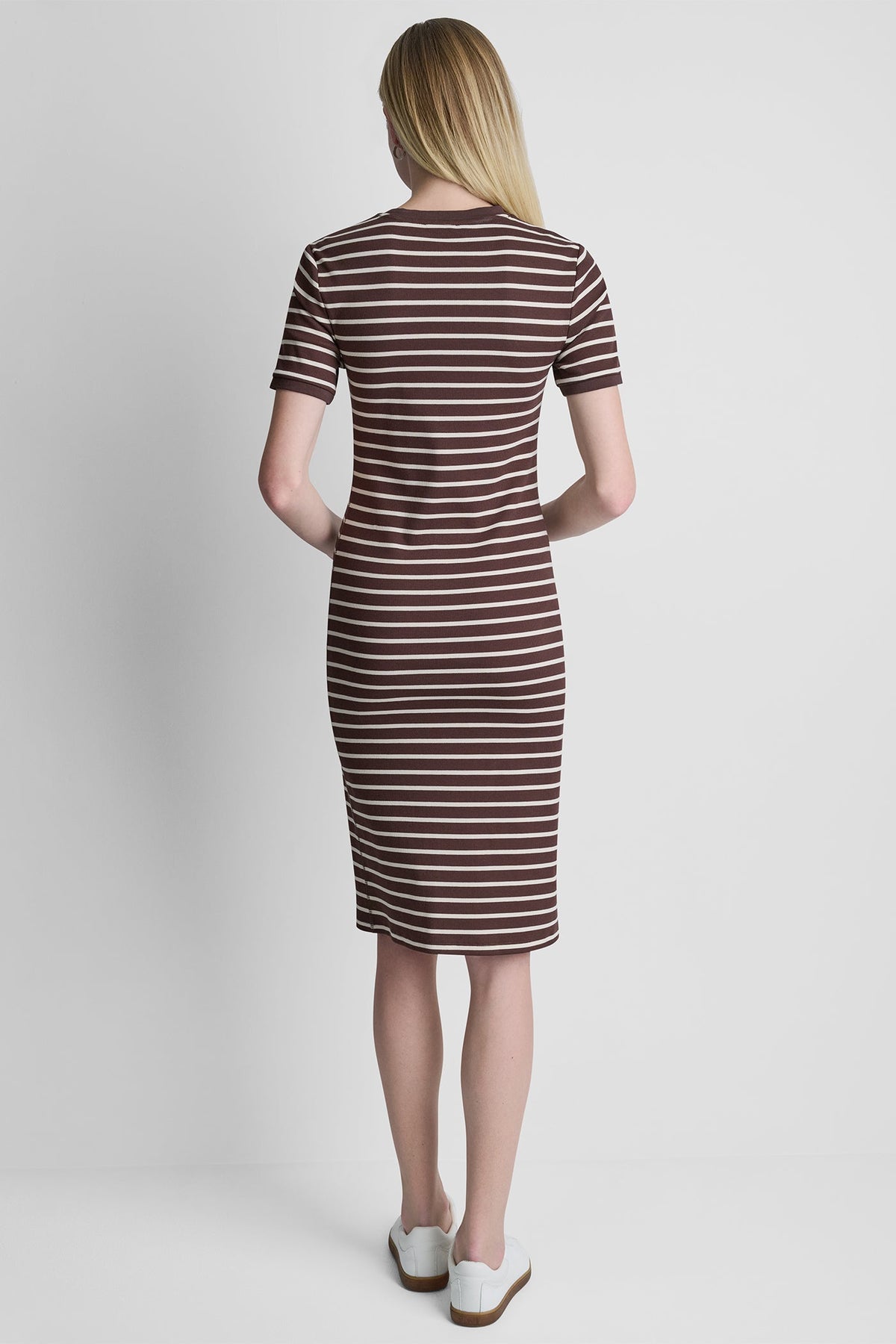 Java/Whitecap DKNY STRIPE MIDI SHEATH DRESS