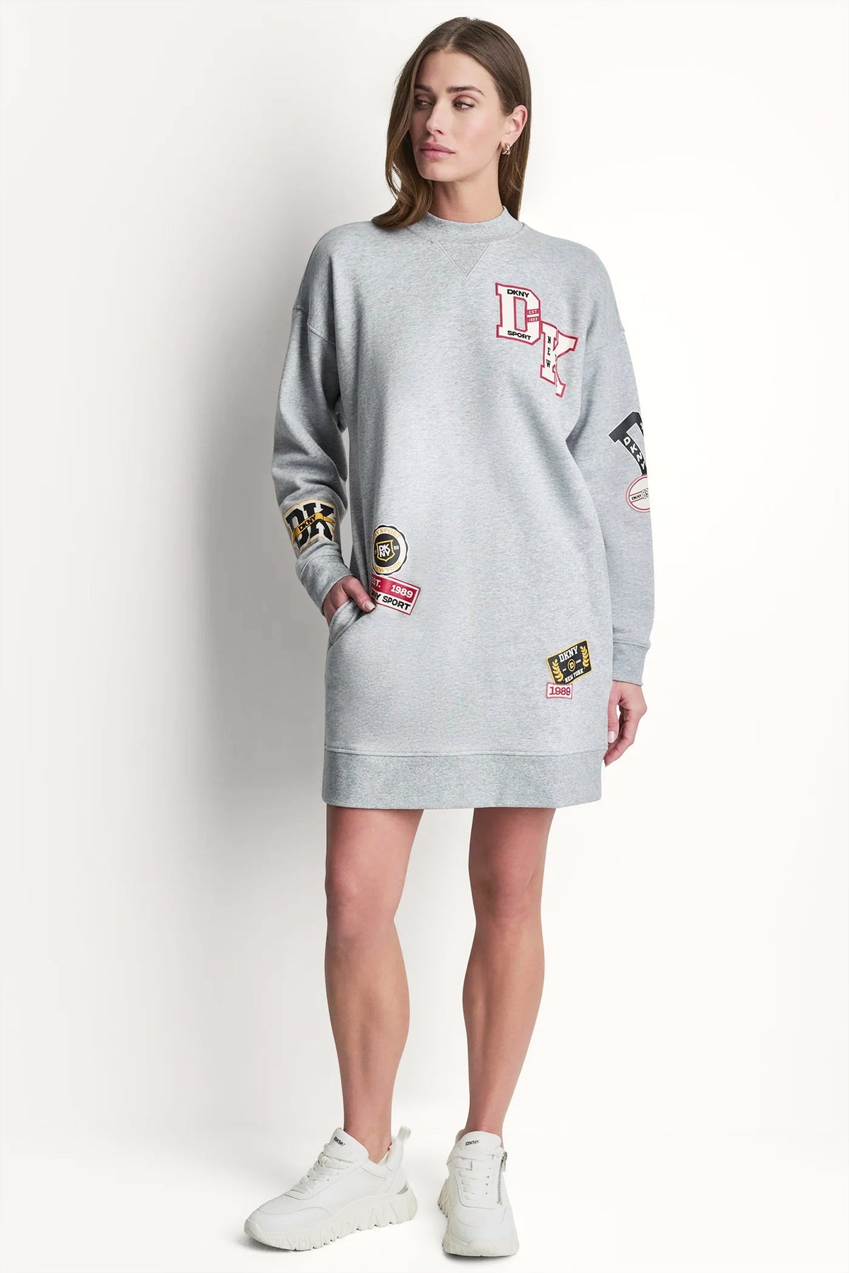 Eggnog DKNY CAMPUS PATCH LONG SLEEVE SNEAKER DRESS