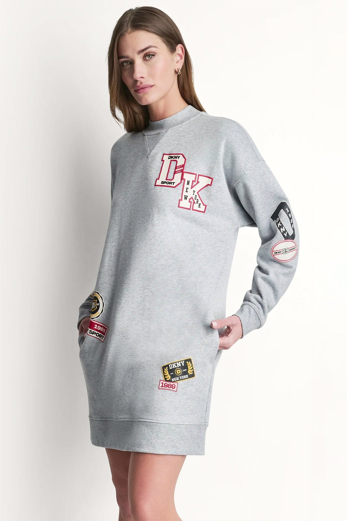 Eggnog DKNY CAMPUS PATCH LONG SLEEVE SNEAKER DRESS