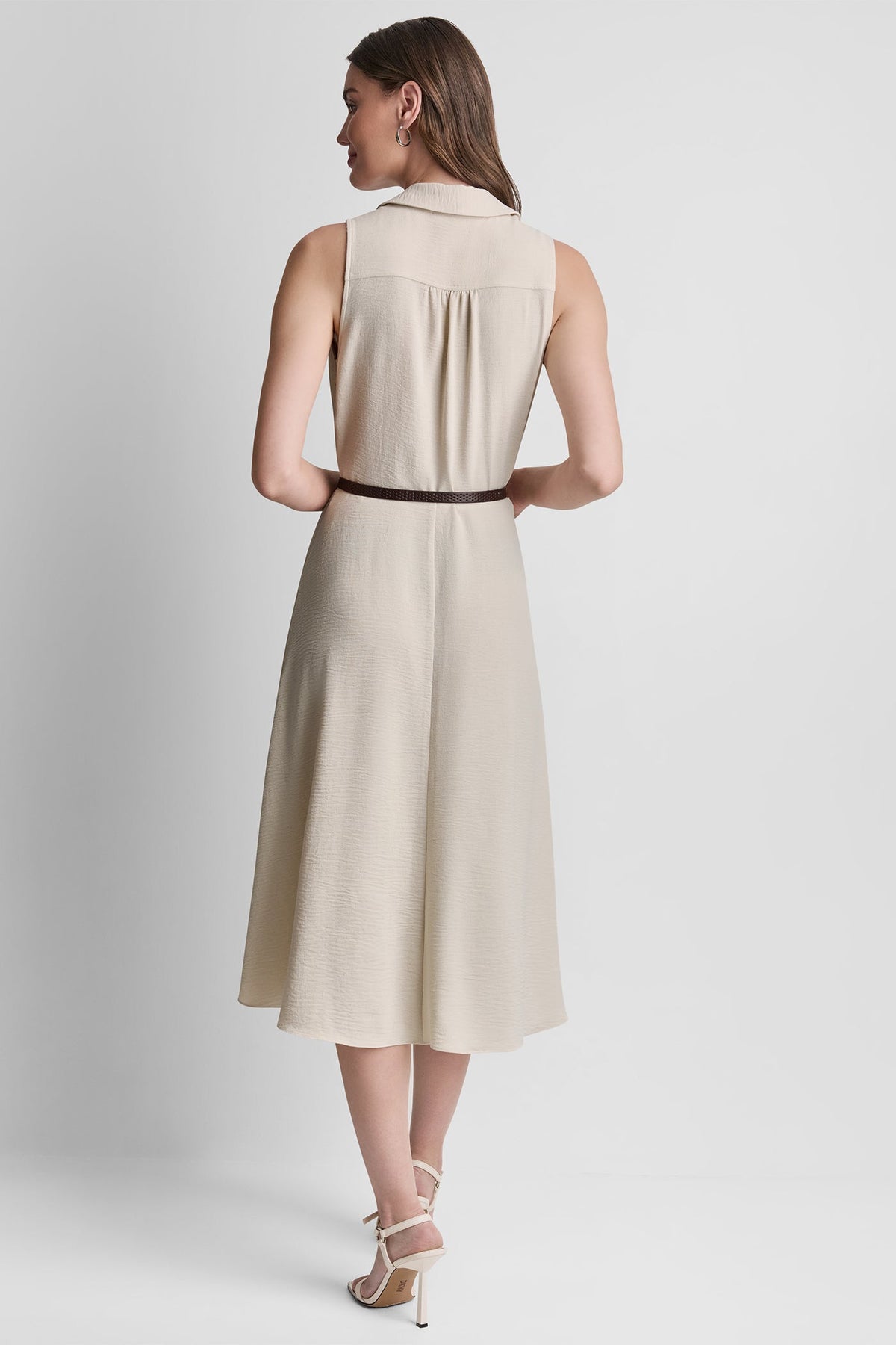 Papyrus DKNY SLEEVELESS WRAP-EFFECT MIDI SHIRT DRESS