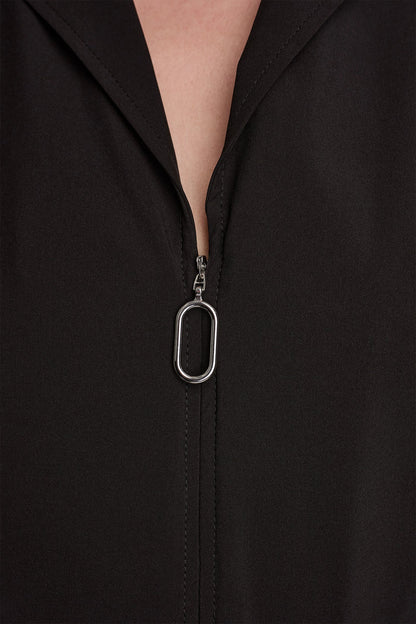 Indigo DKNY CAP SLEEVE ZIP-FRONT SHIRT DRESS