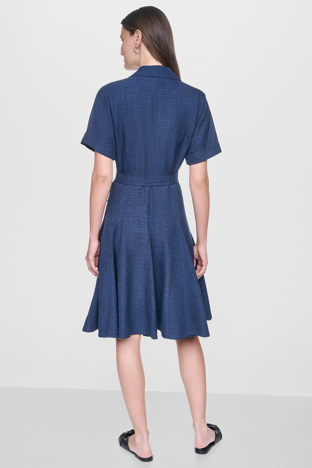Indigo DKNY MIDI A-LINE SHIRT DRESS