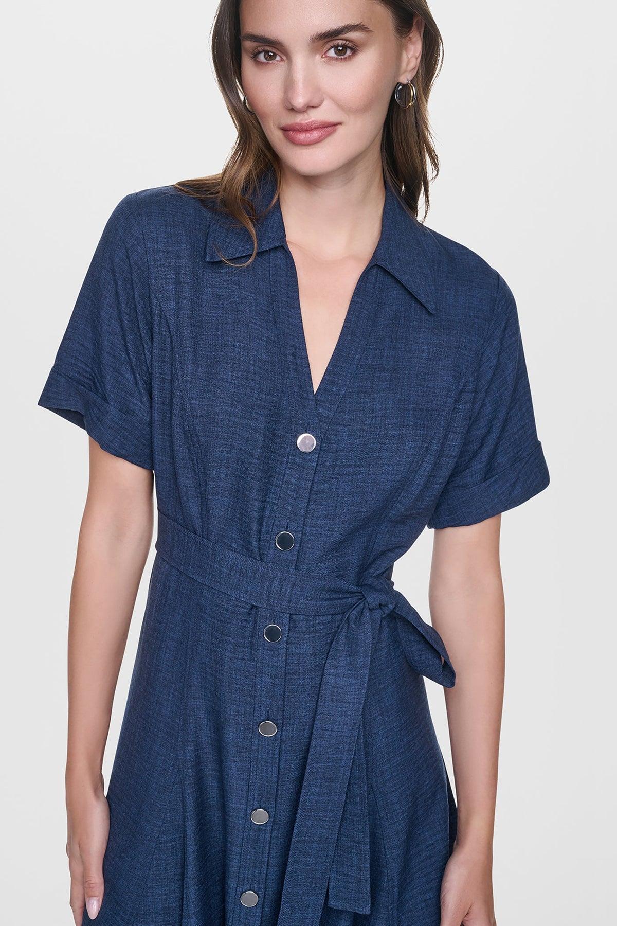 Indigo DKNY MIDI A-LINE SHIRT DRESS