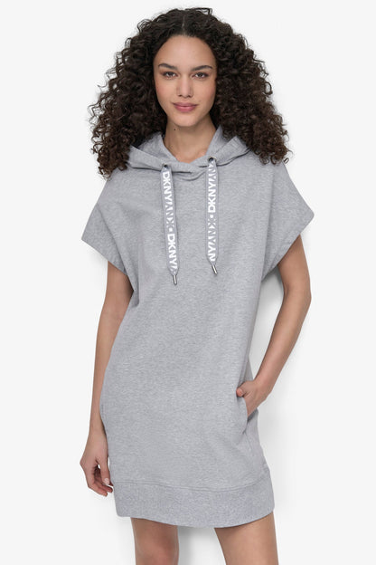 Pearl Grey Heather DKNY TWO TONE LOGO DRAWCORD SNEAKER DRESS