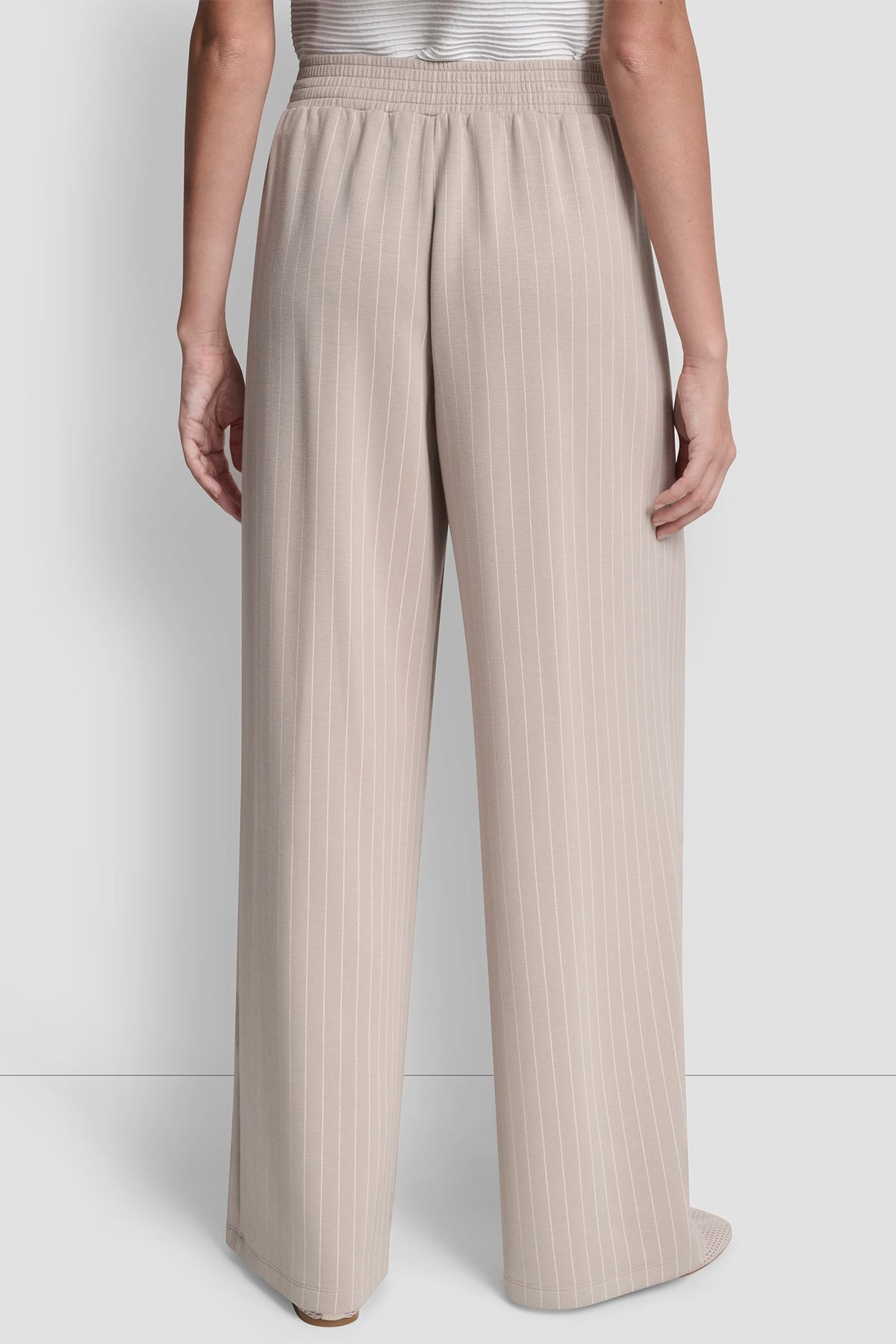 Pebble Pinstripe DKNY PINSTRIPED PLEATED STRAIGHT-LEG PULL-ON PANT