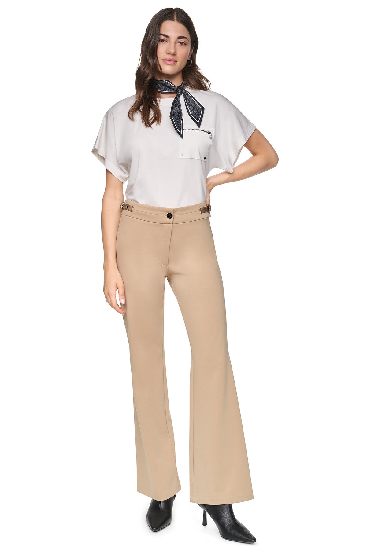Travertine DKNY MID-RISE SOHO FLARE PANT